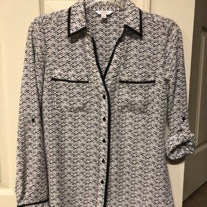 Light Weight XS Women's Blouse, Black and White Blouse